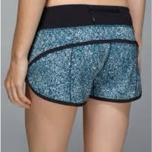 Lululemon Speed Up Running Athletic Low Rise Shorts Aqua Speckled Blue Sz 8
